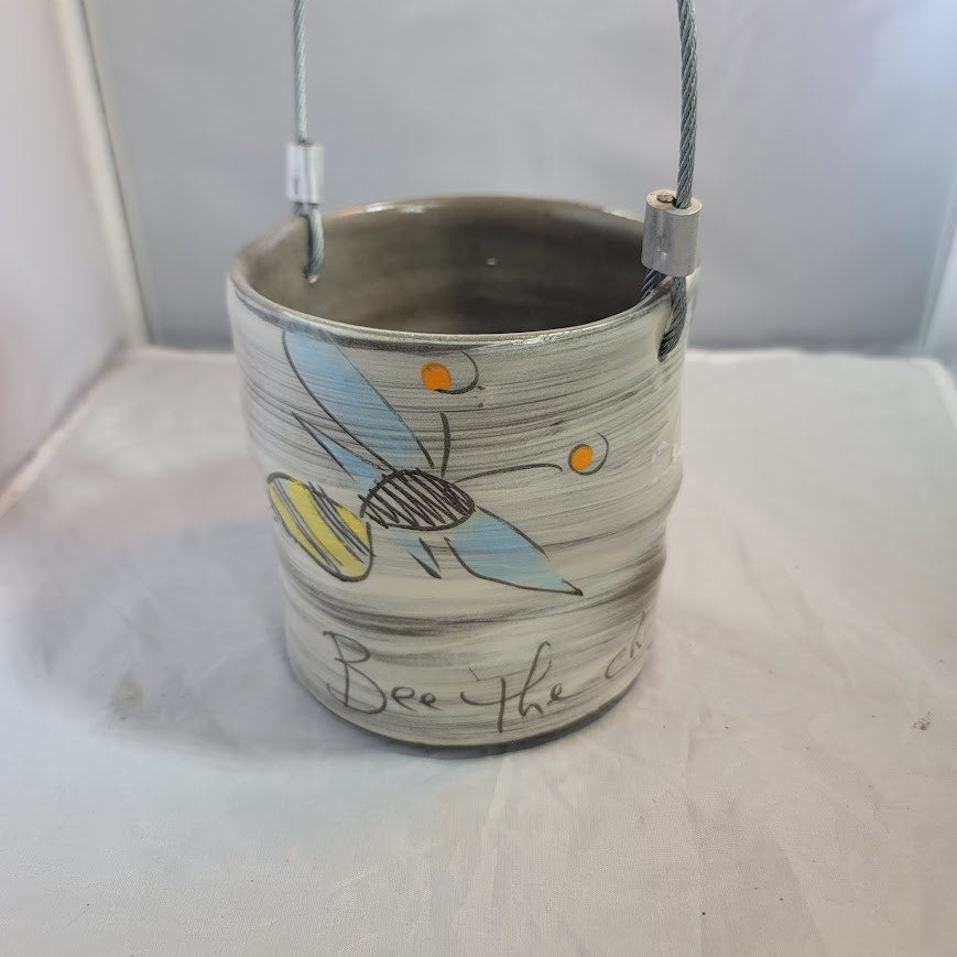 Z Pots New England Handmade Bee the Change Hand Painted Ceramic Small Bucket