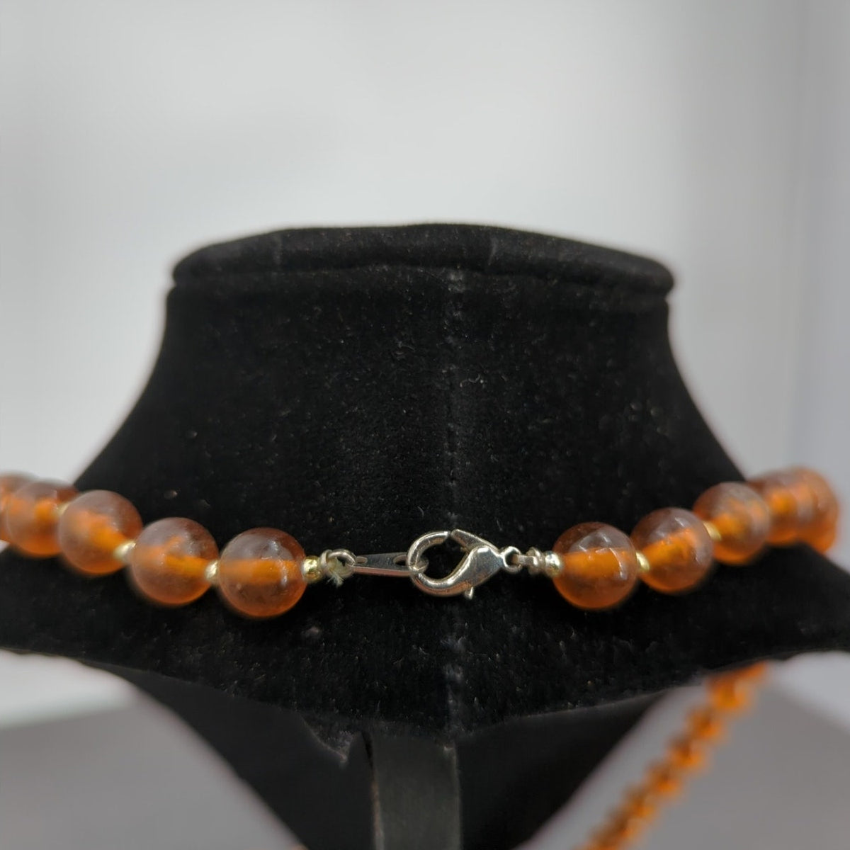 Vintage Amber Resin Diamond Pendant Necklace with Gold-Flecked Detail