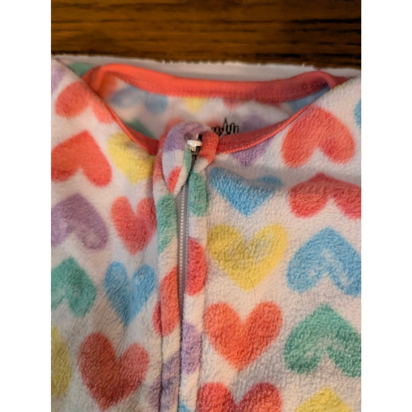 Kids Headquarters Toddler Girls Rainbow Heart Fleece Sleeper Suit 2T