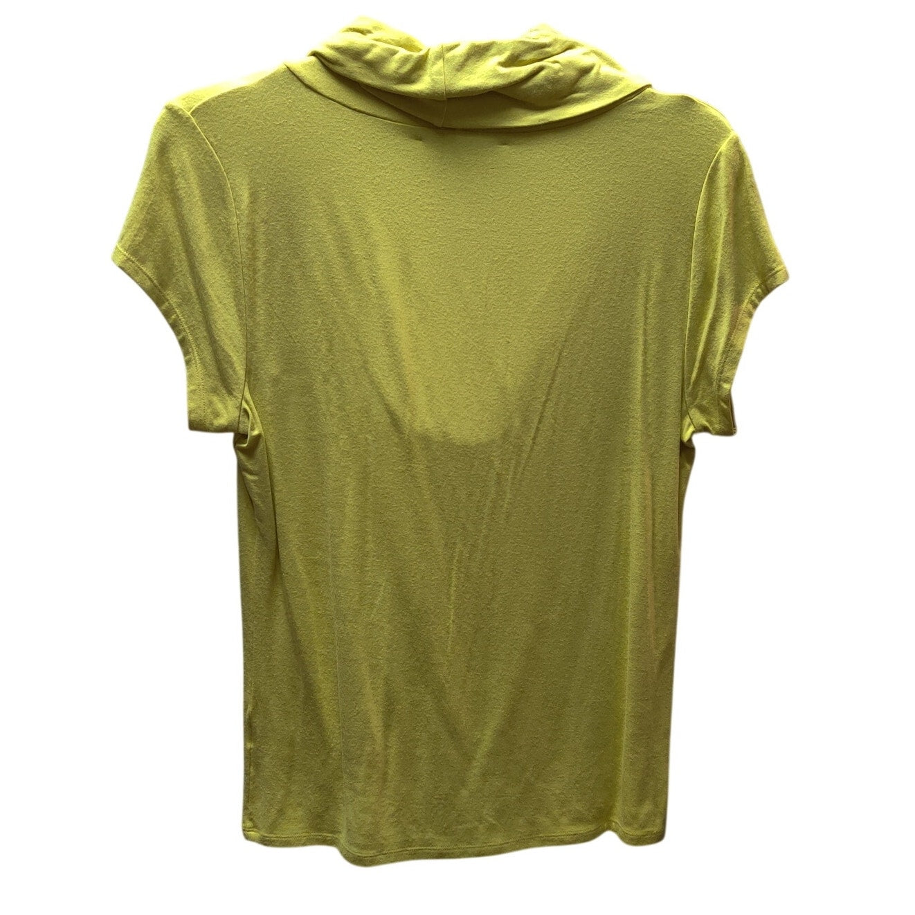 Antonio Melani Chartreuse Yellow Cowl Neck Short Sleeve Luxury Blouse Size Small