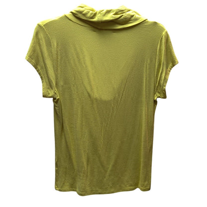 Antonio Melani Chartreuse Yellow Cowl Neck Short Sleeve Luxury Blouse Size Small