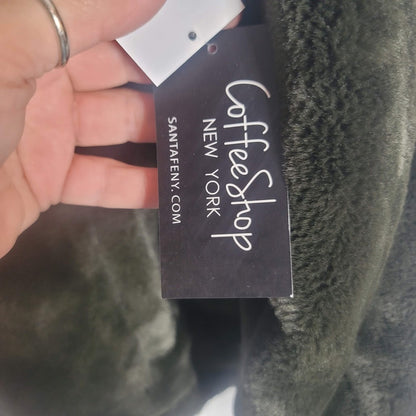 Coffee Shop NY size Large NEW Olive Green Women's Faux Fur Hooded Jacket Coat