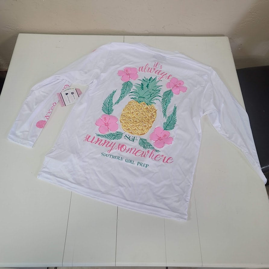 Southern Girl Prep NEW Long Sleeve Shirt YOUTH RASH GUARD LARGE SWIM NEW