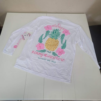 Southern Girl Prep NEW Long Sleeve Shirt YOUTH RASH GUARD LARGE SWIM NEW