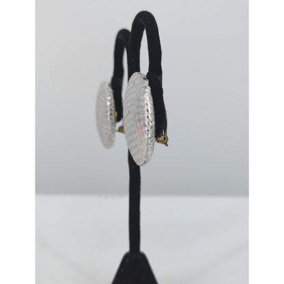 Attitude Paris Vintage Large Domed Silver-Tone Textured Clip-On Earrings