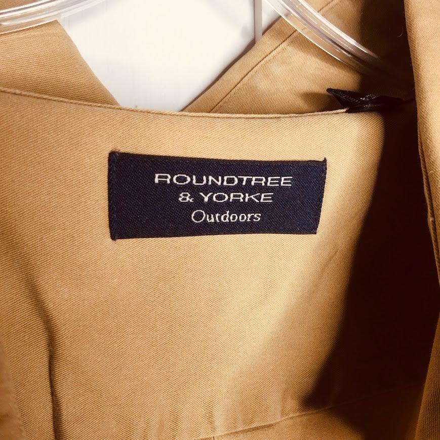 Roundtree & Yorke Outdoor Button Down Shirt 3XT Tall Khaki Short Sleeve