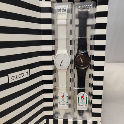 Swatch Vintage UNOPENED UNWORN Pair Black White GZS10 1995 Mint Condition