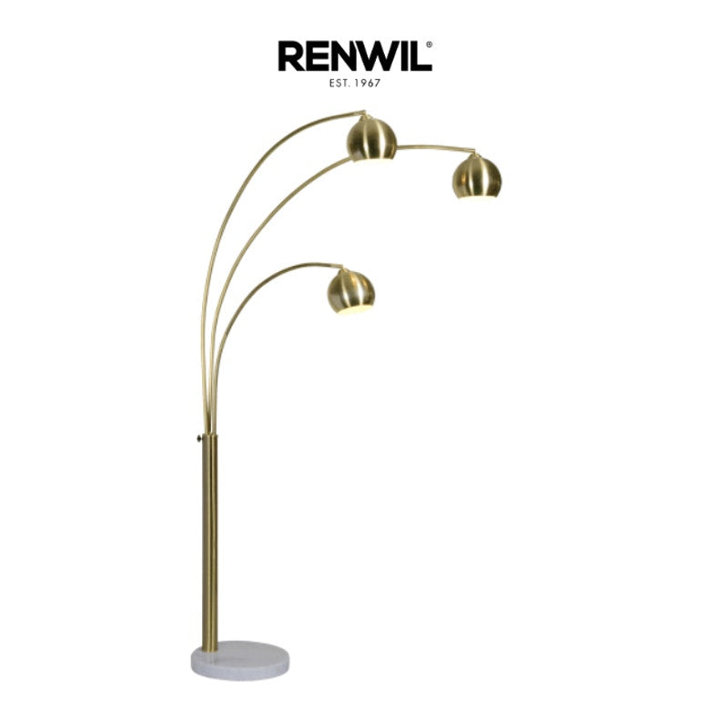 Secondhand Sandies: Satin Brass Ren Wil Dorset 3 Light 83" Tall LED Arc Floor Lamp Model: LPF3072