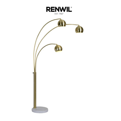 Secondhand Sandies: Satin Brass Ren Wil Dorset 3 Light 83" Tall LED Arc Floor Lamp Model: LPF3072