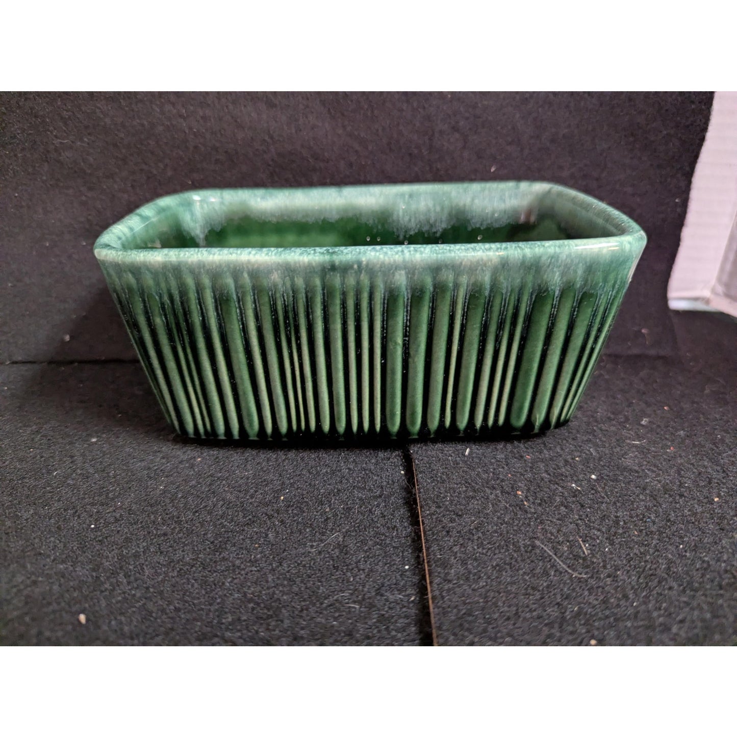 Vintage Hull Pottery Green Drip Glaze Ribbed Planter F67 Houseplant