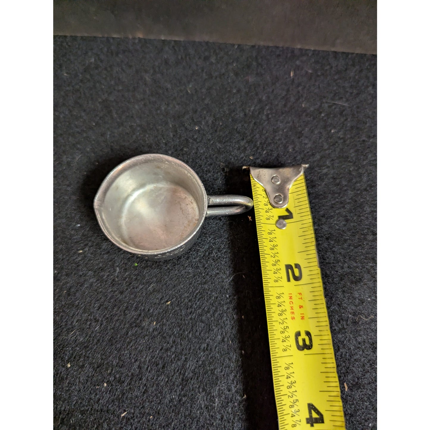 Vintage Gebrüder Hepp Miniature Stainless Steel Engraved Creamer Tiny Toy Cup