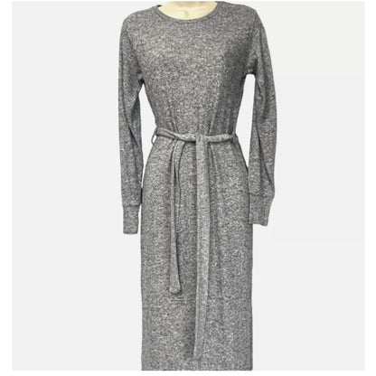 Topshop Long Sleeve Knit Midi sweater Dress Grey Size 10 soft side slit casual
