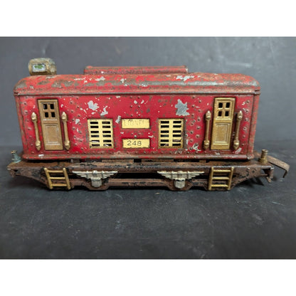 Vintage LIONEL 248 electric train "0" gauge Track metal boxcar 1920  red  Engine