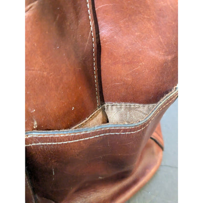 Vintage Fossil Estate Leather Duffle Satchel 75082 Brown Heritage Boho well worn
