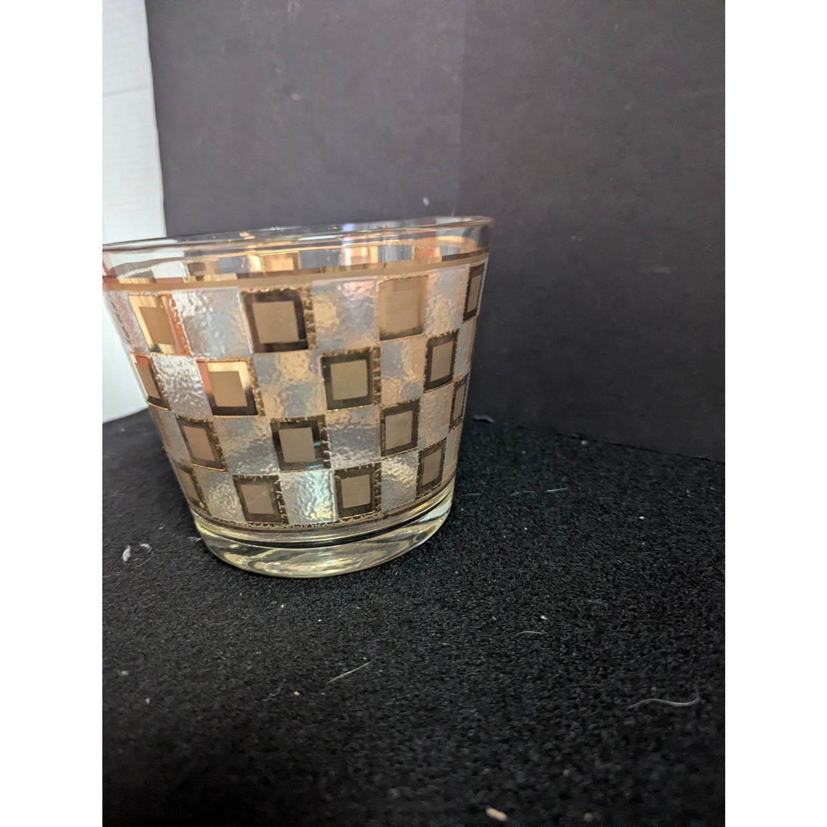 Vintage Culver Ice Bucket Golden Square Checkered 22K Gold MCM Barware MCM