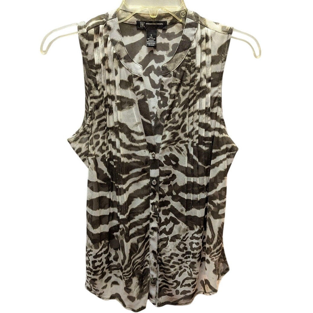 INC International Concepts Mixed Animal Print Mesh Tank Top Small Zebra Leopard