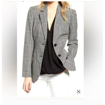 Chelsea28 Size XS Single Breasted Glen Plaid Blazer Jacket equestrian style NEW