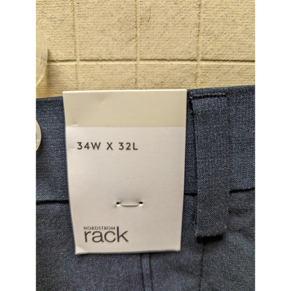 Nordstrom Rack Men Navy Flat Front Pants Slacks Dress Trouser 34" x 32" Trim Fit