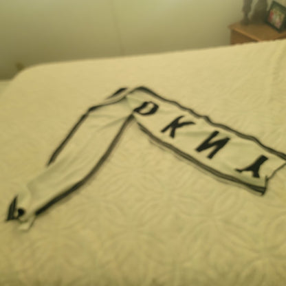 DKNY Stadium Logo Spellout Scarf Black & White NWT wrap winter cold weather