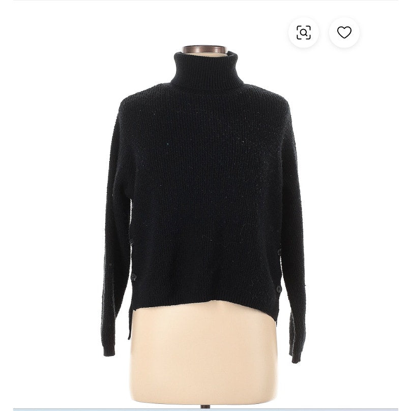1. State Black Sweater Turtleneck Side button detail high low Size XS new