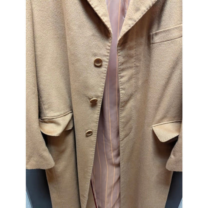 Andre Lanzino  R44 Wool Cashmere Long Coat Camel Brown Lined L/XL