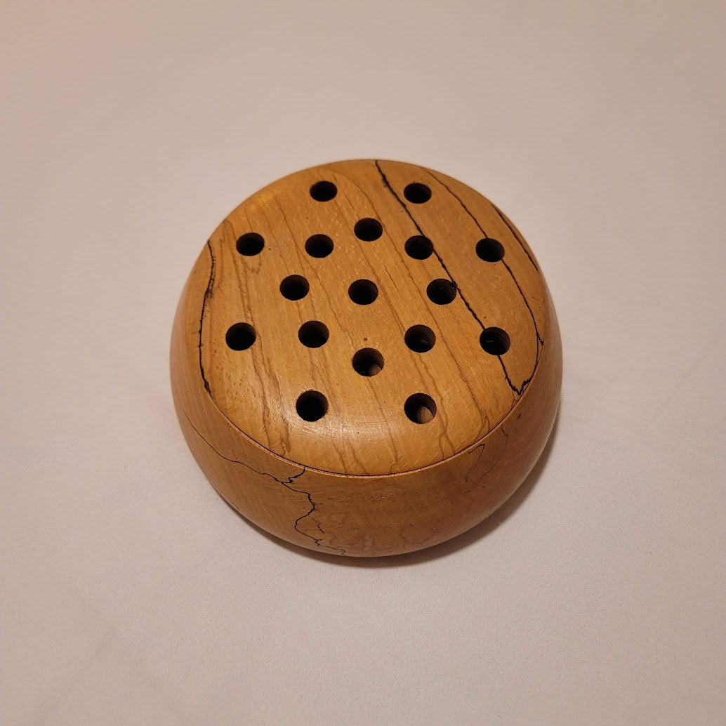 Handmade Round Spalted Wood flower box potpourri Lid bowl footed FROG Pomander