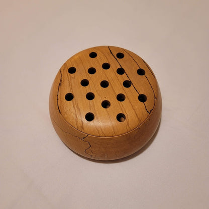 Handmade Round Spalted Wood flower box potpourri Lid bowl footed FROG Pomander