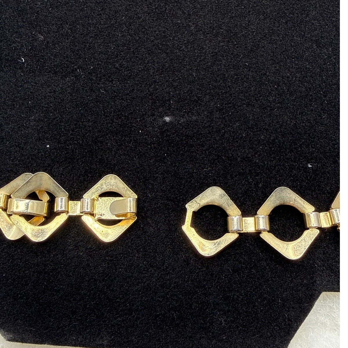 Vintage Textured Geometric Gold Tone Statement Necklace Mid Century Classic