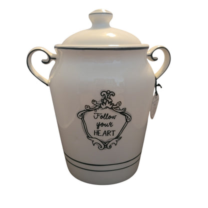 Katie Mandy Ceramic Follow Your Heart Canister Jar Shabby Chic French Country