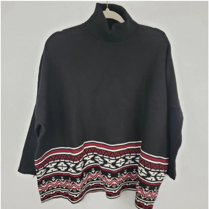 Joseph A SOUTHWEST Patterned Turtleneck oVERSIZED Sweater Size M NEW MEDIUM
