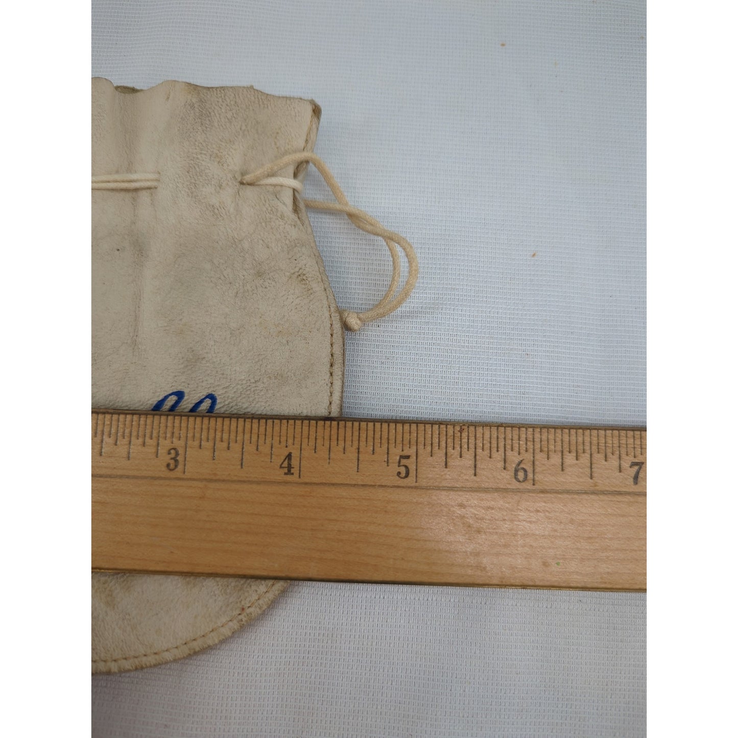 Vintage suede cream marbles MISSOURI bag drawstring