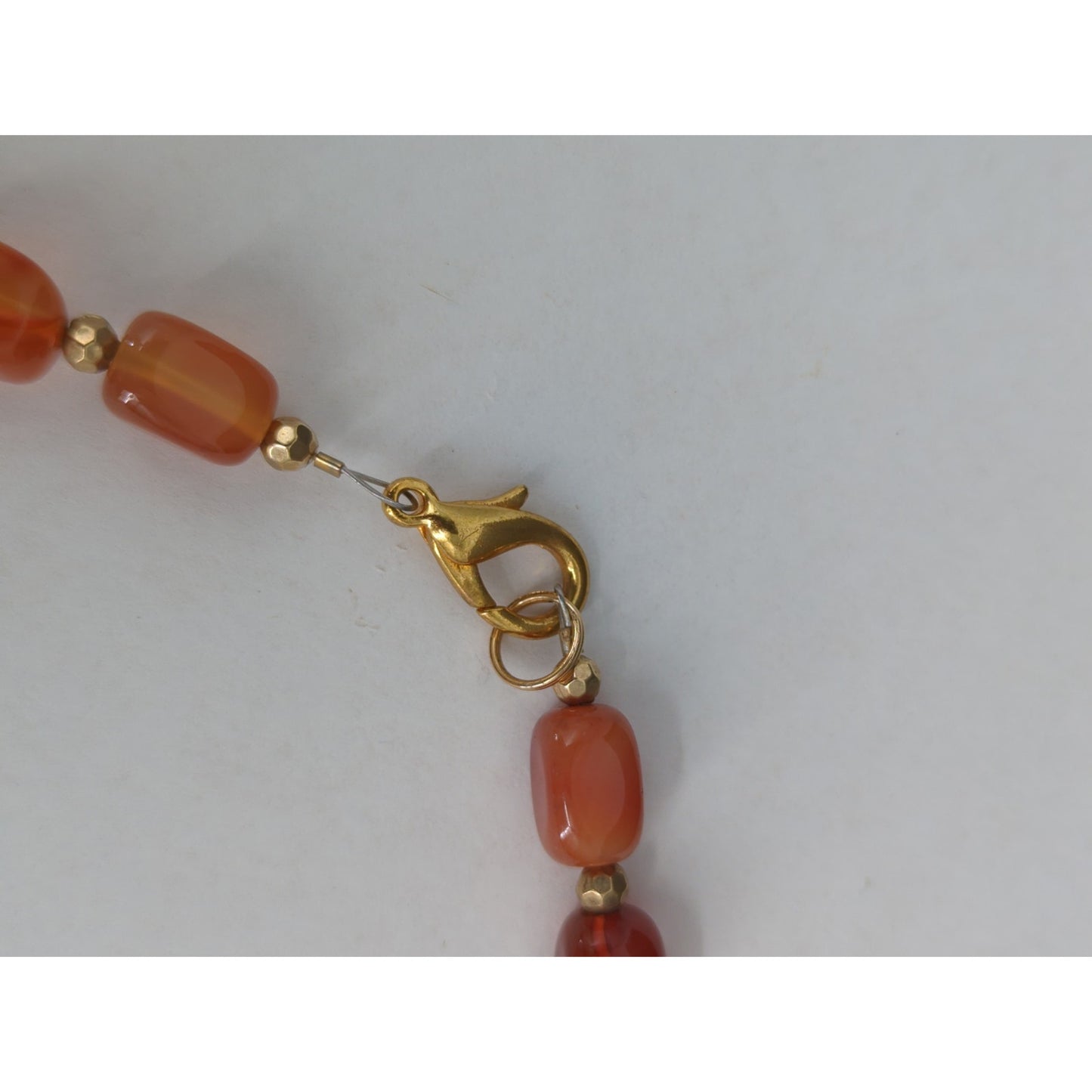 Vintage Carnelian Agate Bead Necklace Terracotta Red Mid-Century Boho Chic