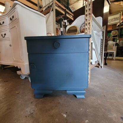 SECONDHAND SANDIES: Vintage nightstand blue drawer cabinet
