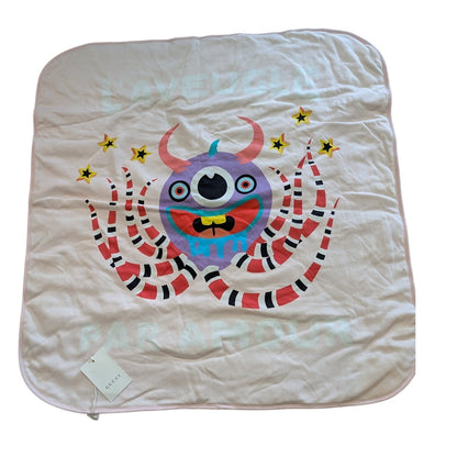 NWT L'Aveugle Par Amour Gucci Children’s Pink Monster Cotton Baby Blanket