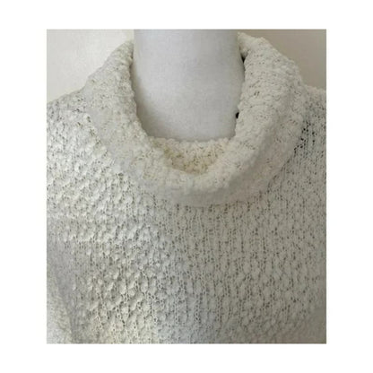 Bobeau Pullover Boucle Popcorn Cowl Neck Sweater Sz LARGE in Winter White NWT