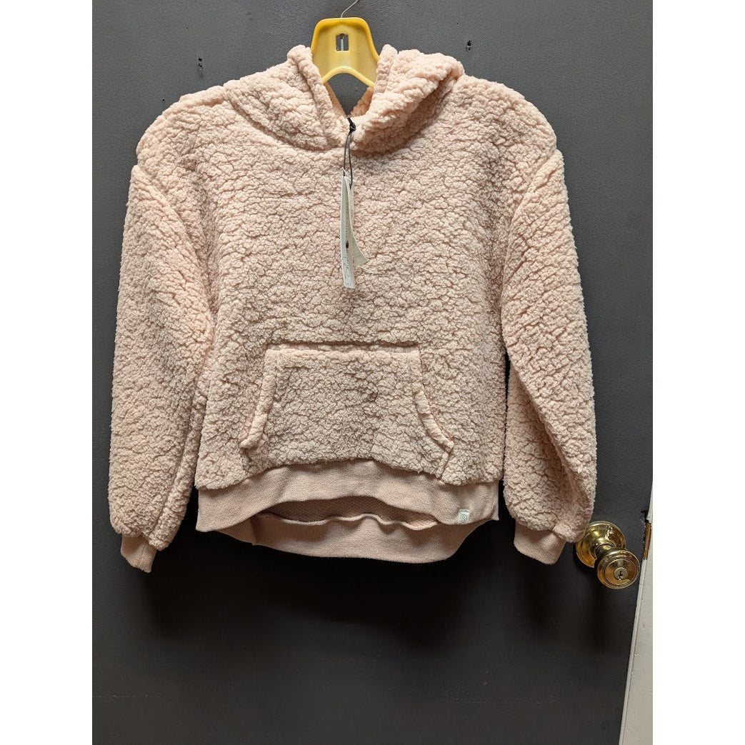 Treasure & Bond Blush Pink Teddy Fleece Pullover Kangaroo Pouch Hoodie Small/MED
