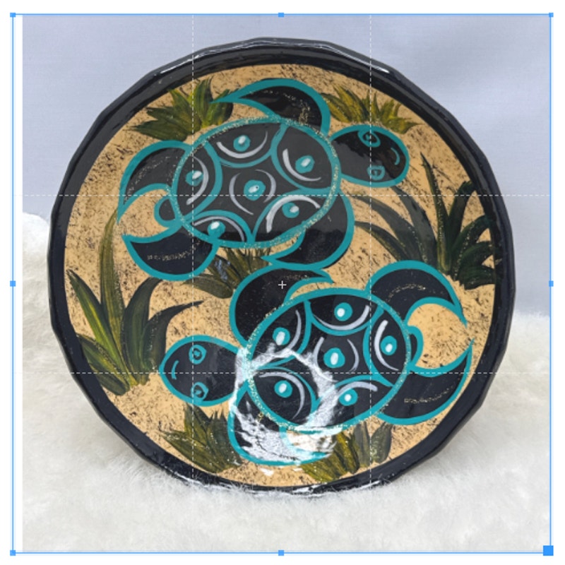 Sea Turtle Pair Clay footed bowl Salsa Salt Serving Glazed Teal Black Yellow