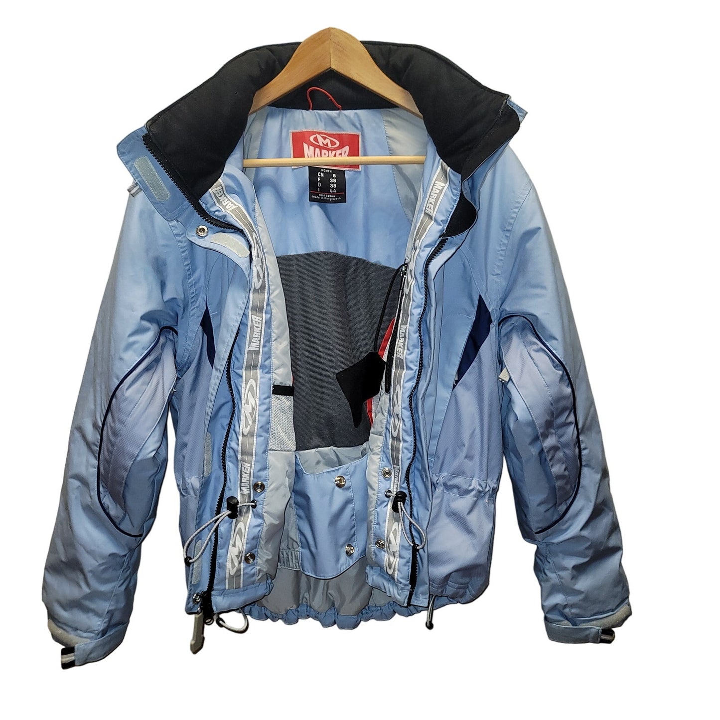 Marker Women's Light Blue Ski Jacket Snow Snowboard Coat Hood High Performance