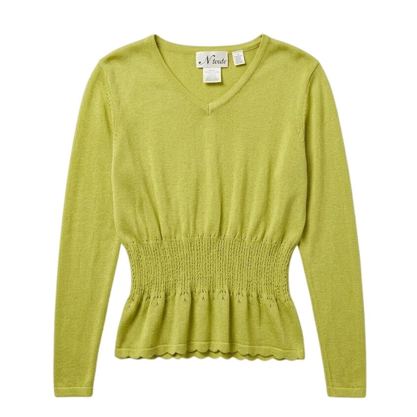 N Touch Yellow long sleeve elastic waist detail casual stretch SMALL style 149D