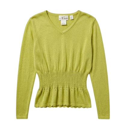 N Touch Yellow long sleeve elastic waist detail casual stretch SMALL style 149D