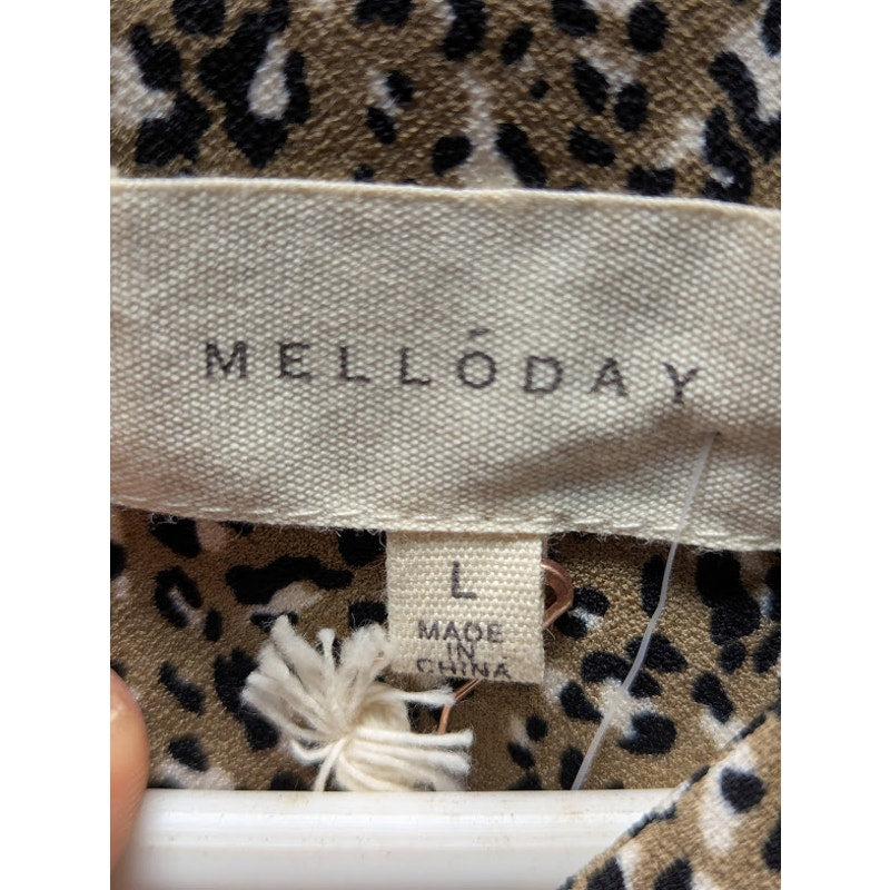 Melloday Animal Print speckle Top Longsleeve LARGE Causal blouse long sleeve NEW