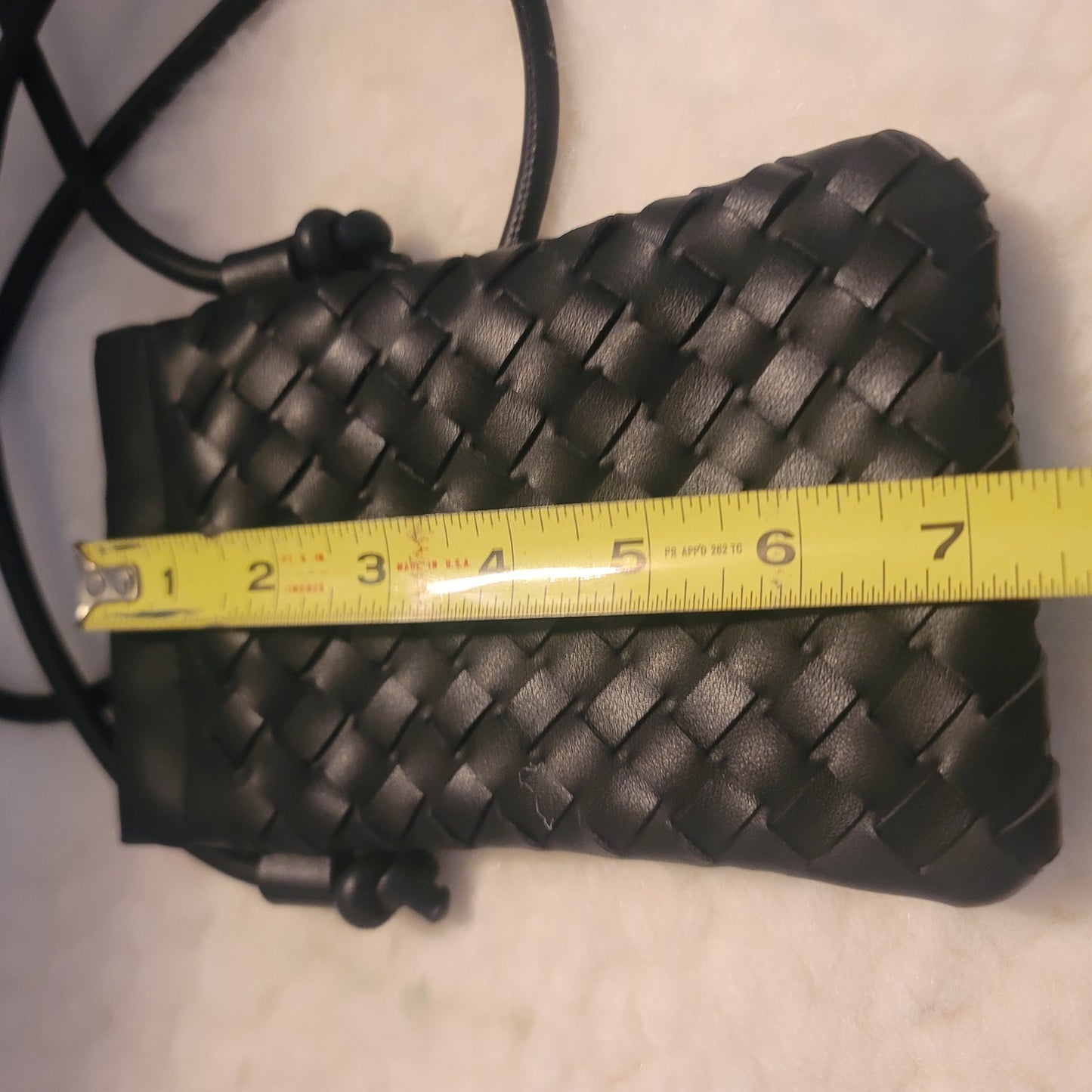 Urban Expressions Black Woven Crossbody Phone Bag Minimalist Quiet Luxury Small