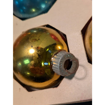 2 boxes (24pcs) Hand Blown Christmas glass ornaments Shiny Brite Multicolor 2"