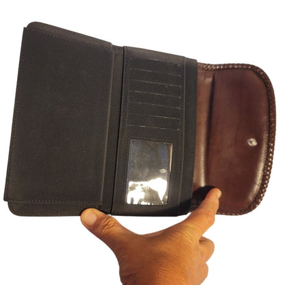 Kaela Wallet Faux Croc embossed Alligator silver Heart clasp brighton style