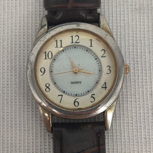Vintage Quartz Stainless Steel Simulated Leather Watch Steampunk Repair/Parts