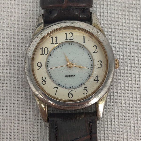 Vintage Quartz Stainless Steel Simulated Leather Watch Steampunk Repair/Parts