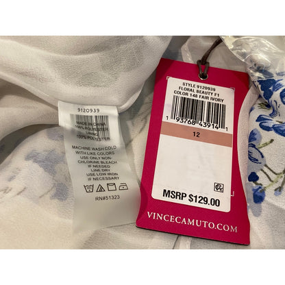 Vince Camuto Chiffon Asymmetrical Ruffle Button Front Dress Sz 12 in Ivory NWT