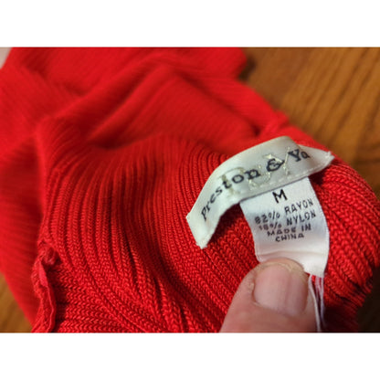Preston & York Red Ribbed Collared Sleeveless Knit Top Size Medium