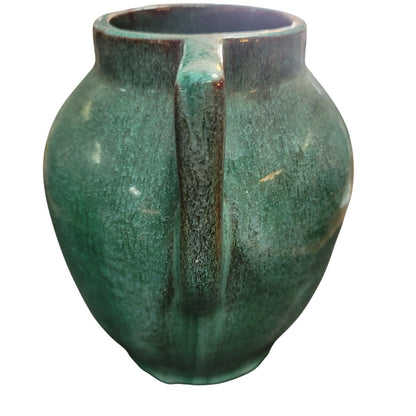 Handmade vintage green glaze urn vase Marked HPW? Heavy Art Deco Style