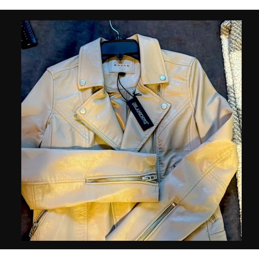 NEW BLANKNYC Denim Life Changer Moto Jacket - Fawn w/ Brushed Silver - XXL new